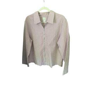 Garnet Hill Top 18 Red White‎ Stripe Zip Cotton Coastal Grandmillennial Preppy